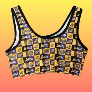 NWOT NBA Ultra Game Women's Lakers Basketball Logo Pattern Yellow Sports Bra XL